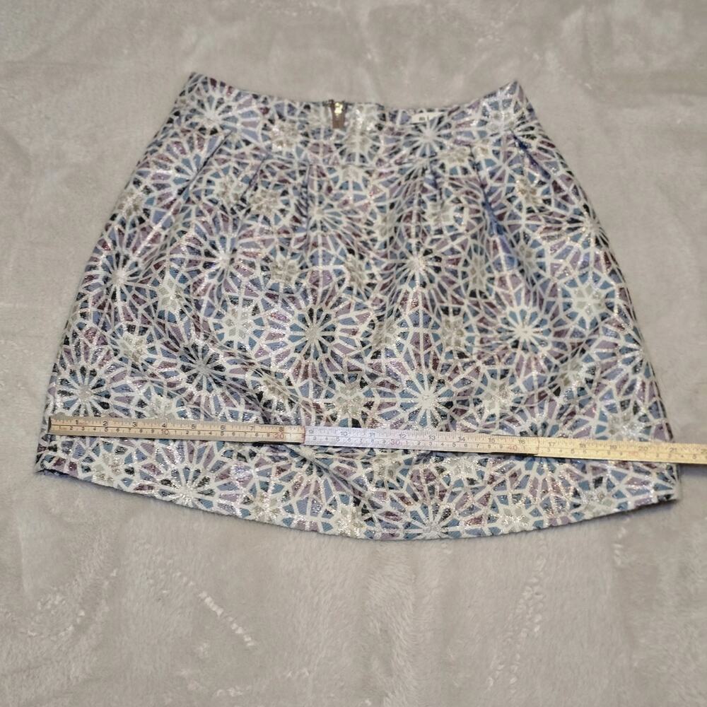 Mi ami Metallic Brocade Mini Skirt Women's Small - Geometric Jacquard High Waist - Picture 12 of 16